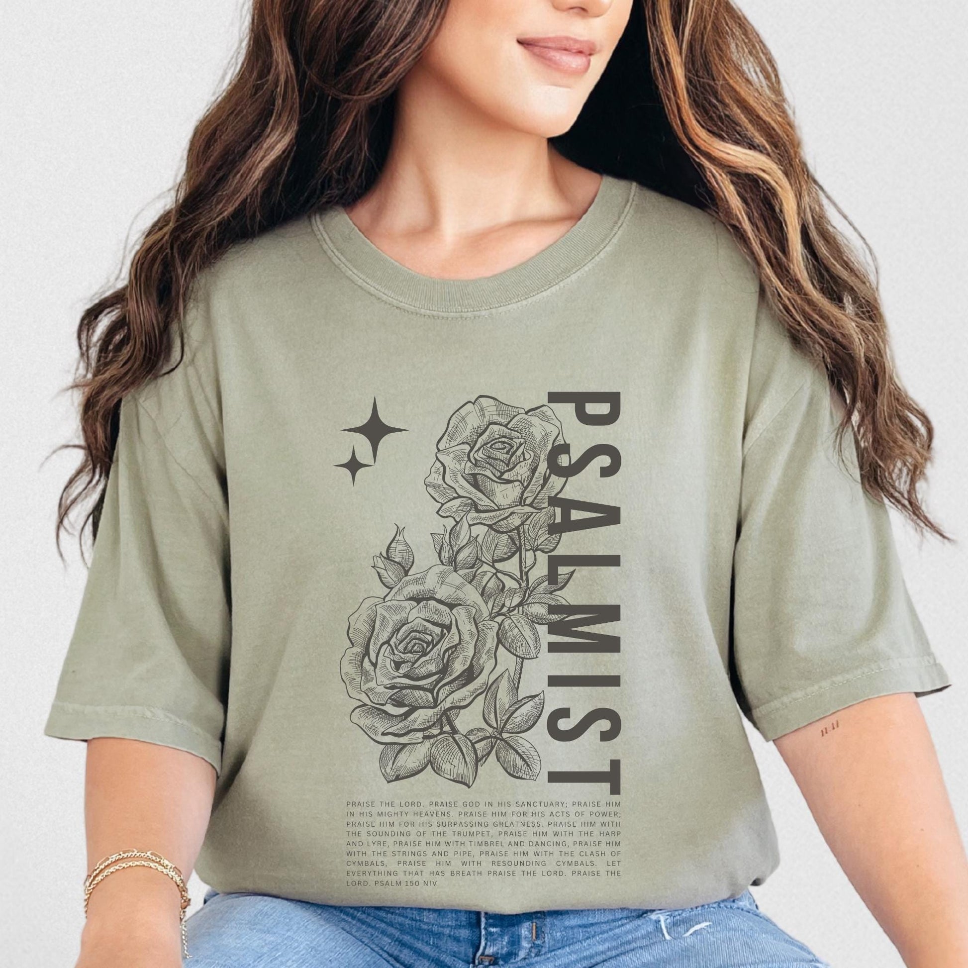 Faith Apparel Christian Psalmist Roses Shirt – Inspirational Religious T-Shirt for Women & Men, Spiritual Gift, Bible Verse Tee