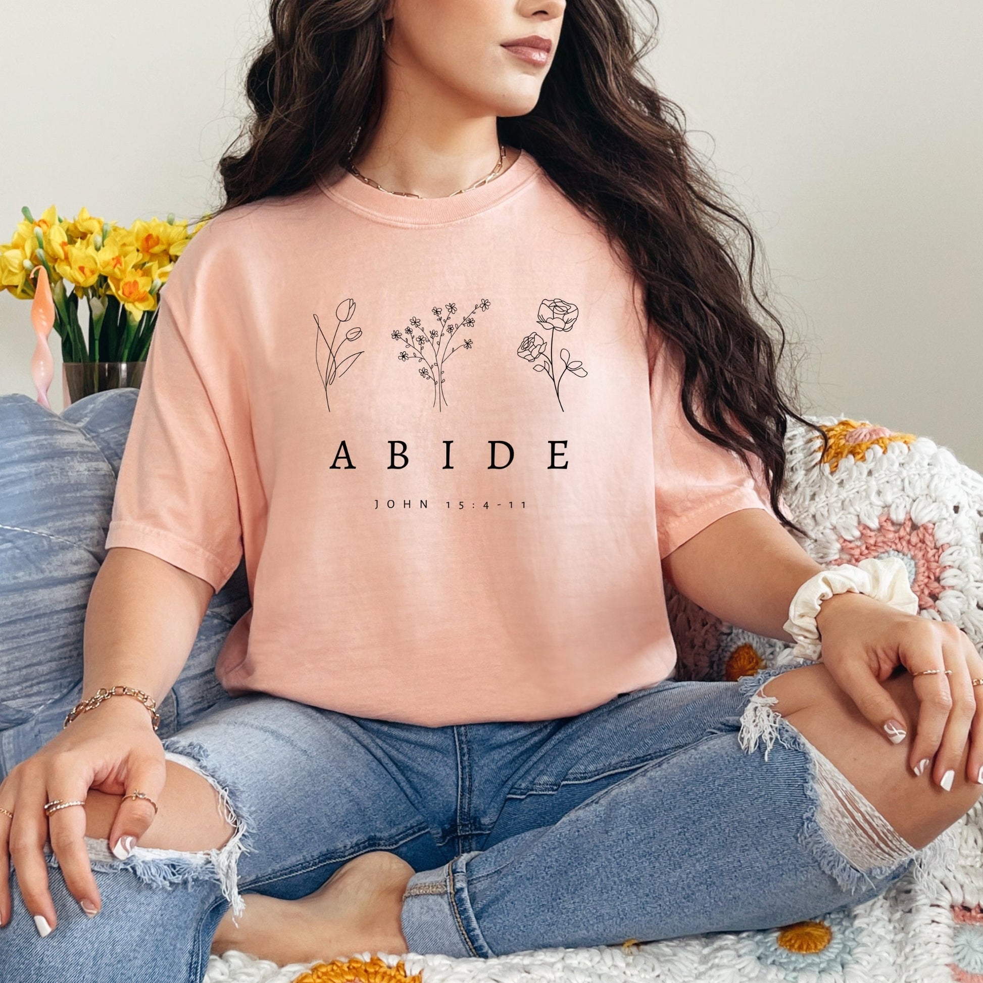 Abide Floral Christian Shirt - Faith-inspired Women's Top