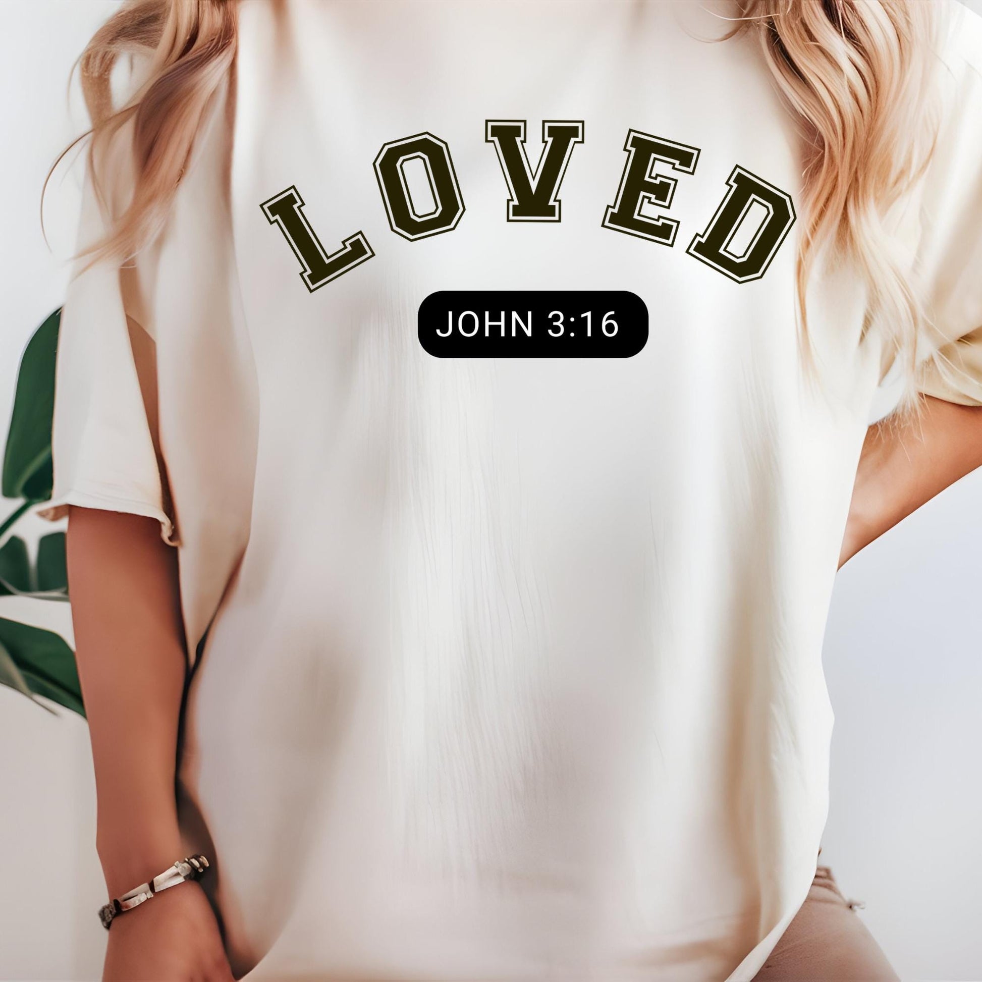Inspirational John 3:16 Varsity Letter Shirt - Christian Graphic Tee