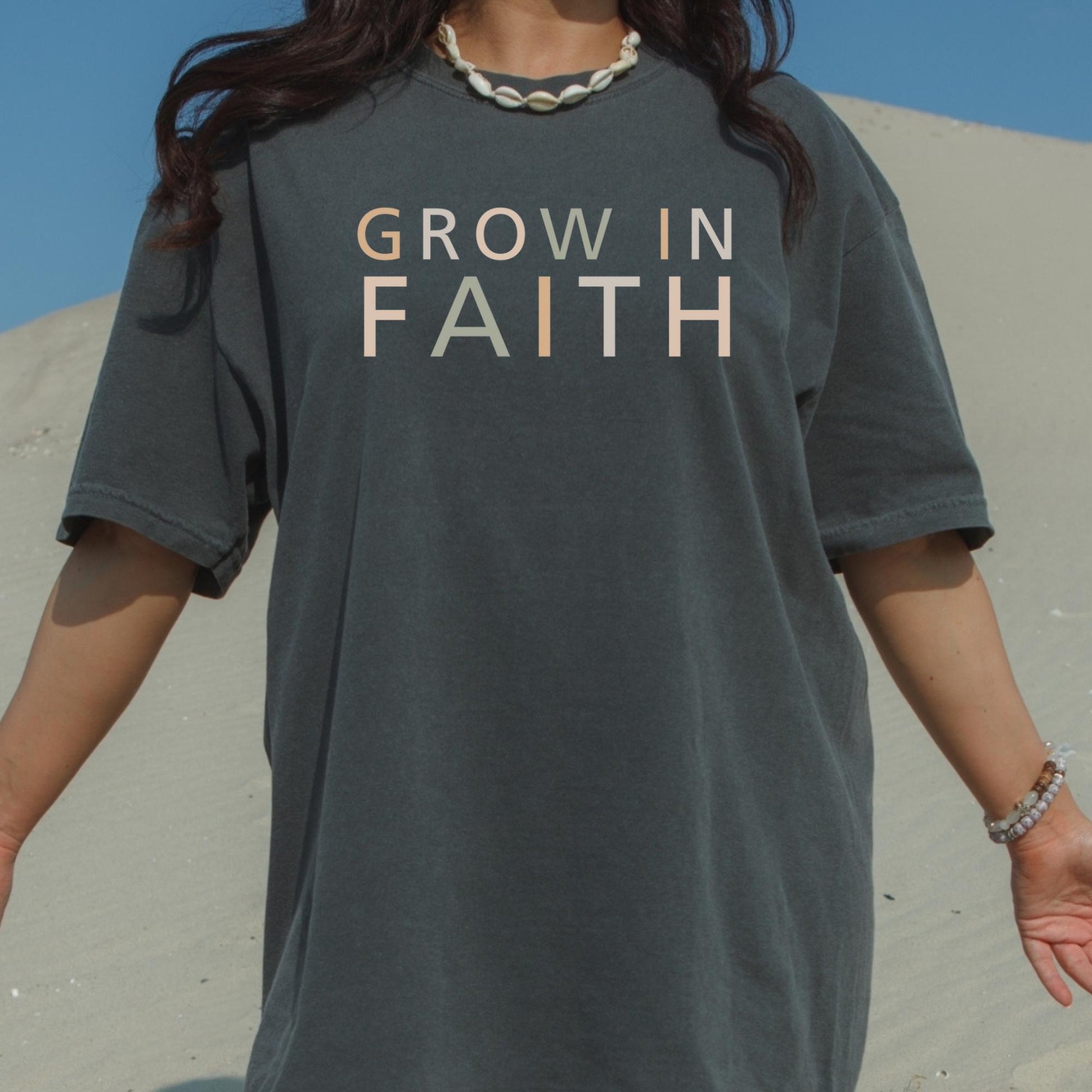 Plant Lover Gift - Grow in Faith Christian Shirt, Inspirational Floral Tee