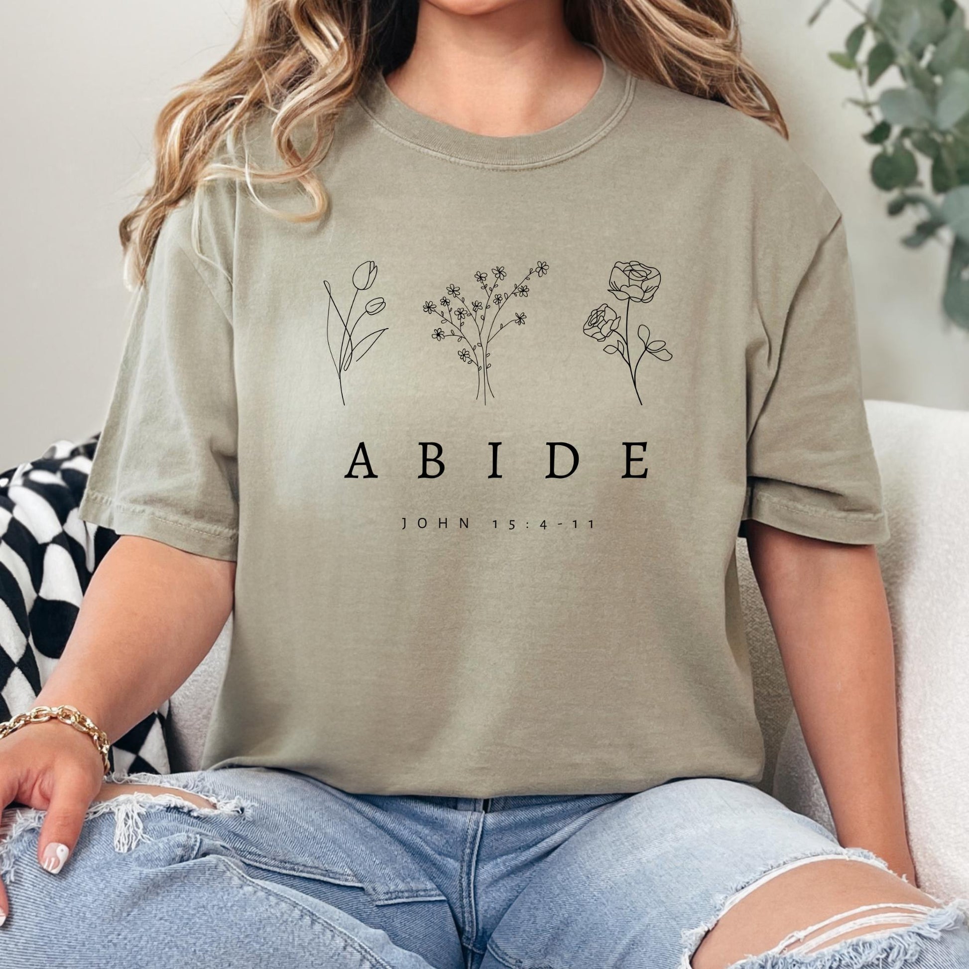 Abide Floral Christian Shirt - Faith-inspired Women's Top