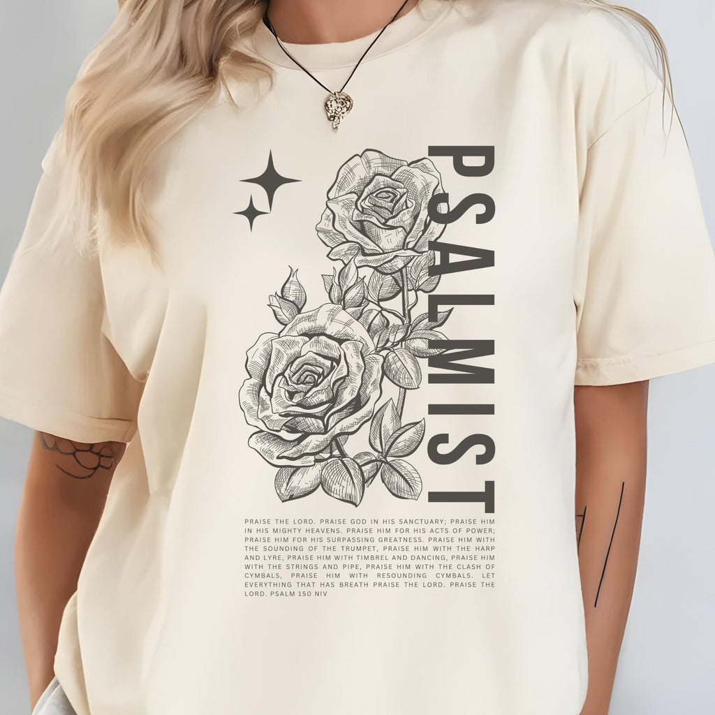 Faith Apparel Christian Psalmist Roses Shirt – Inspirational Religious T-Shirt for Women & Men, Spiritual Gift, Bible Verse Tee