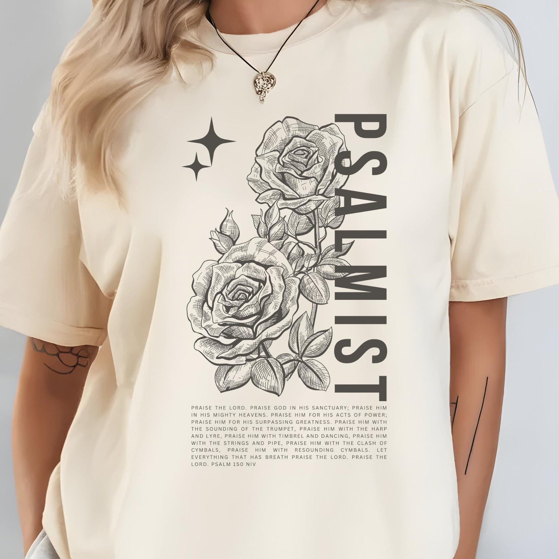 Faith Apparel Christian Psalmist Roses Shirt – Inspirational Religious T-Shirt for Women & Men, Spiritual Gift, Bible Verse Tee