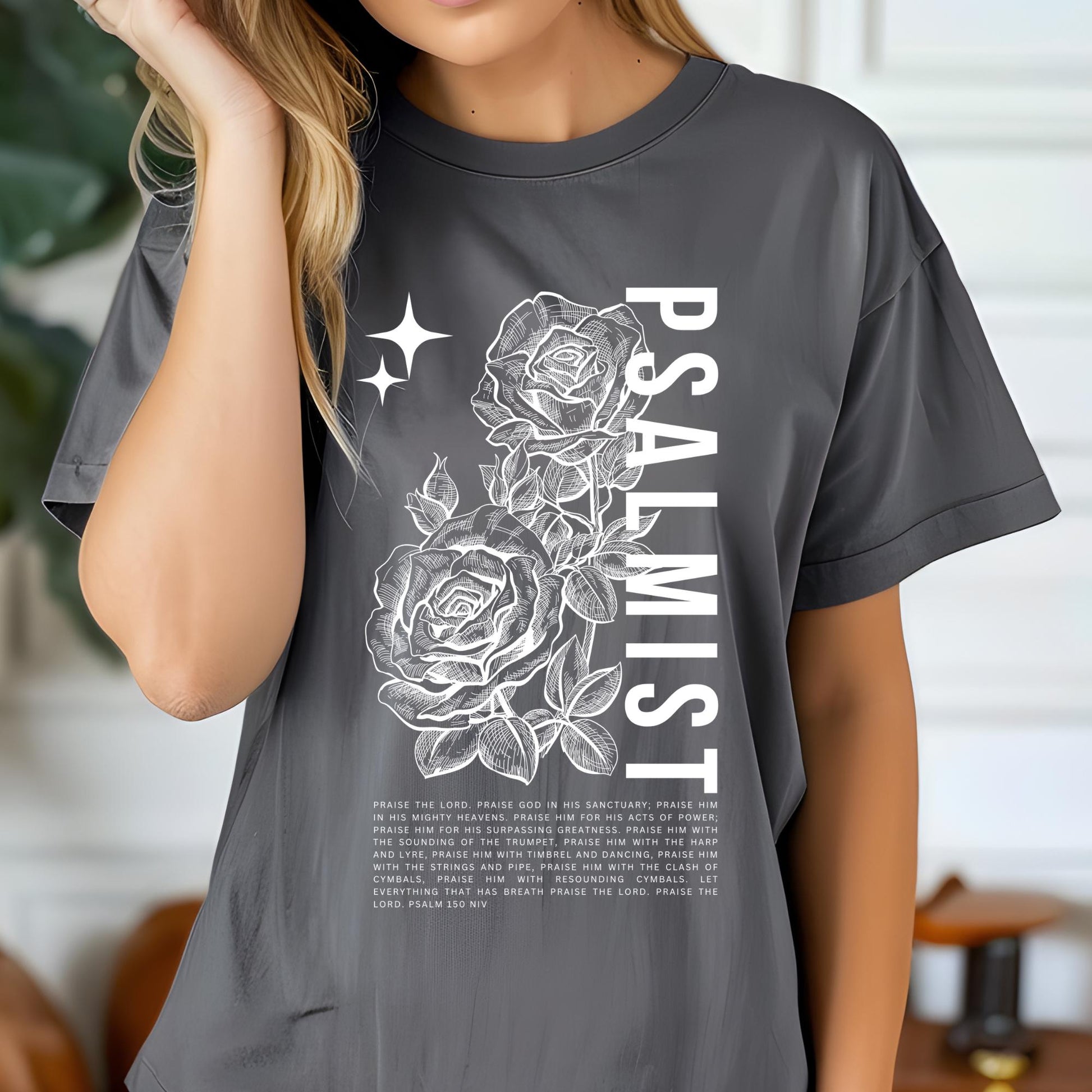 Faith Apparel Christian Psalmist Roses Shirt – Inspirational Religious T-Shirt for Women & Men, Spiritual Gift, Bible Verse Tee