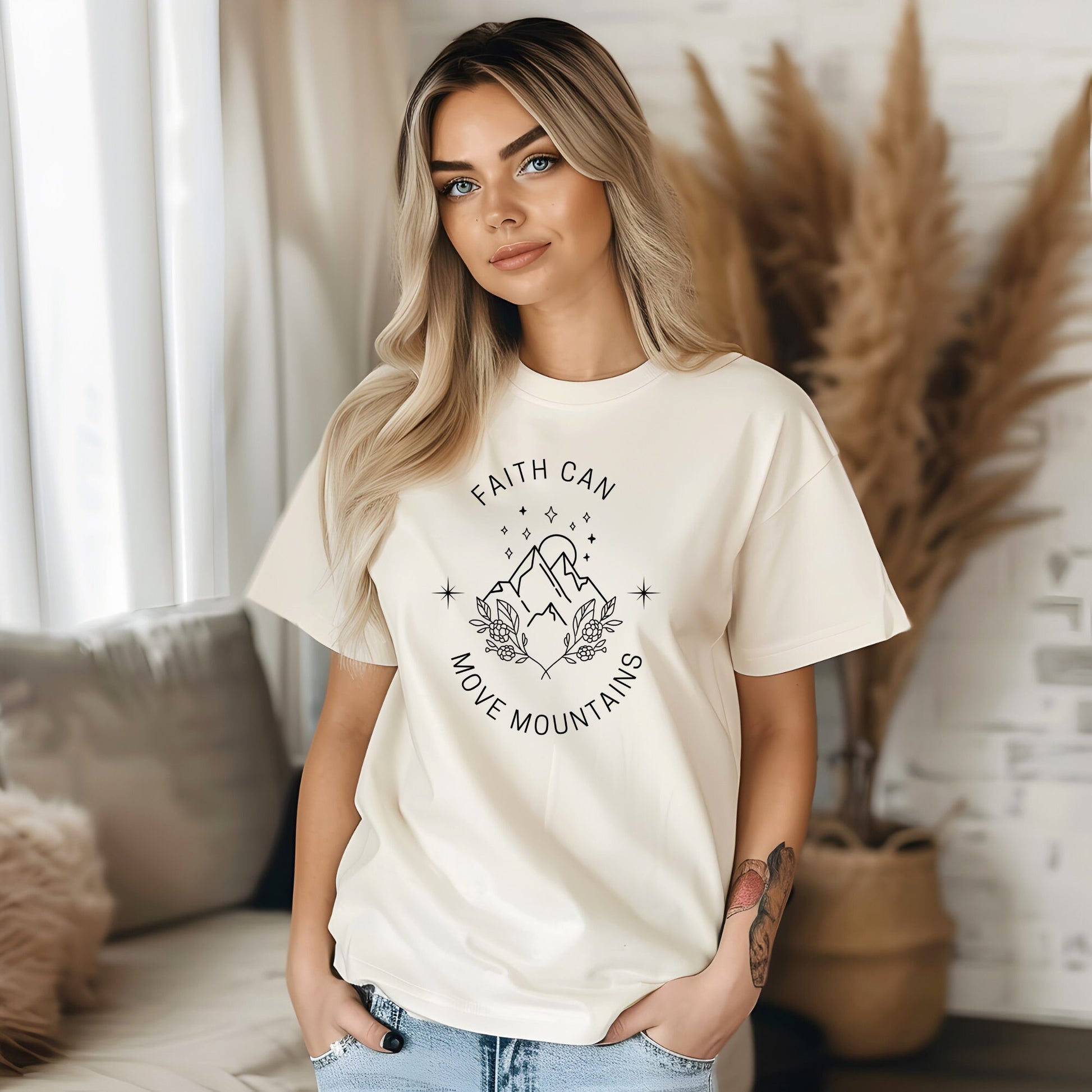 Faith Can Move Mountains Christian Shirt - Inspirational Tee for Believers