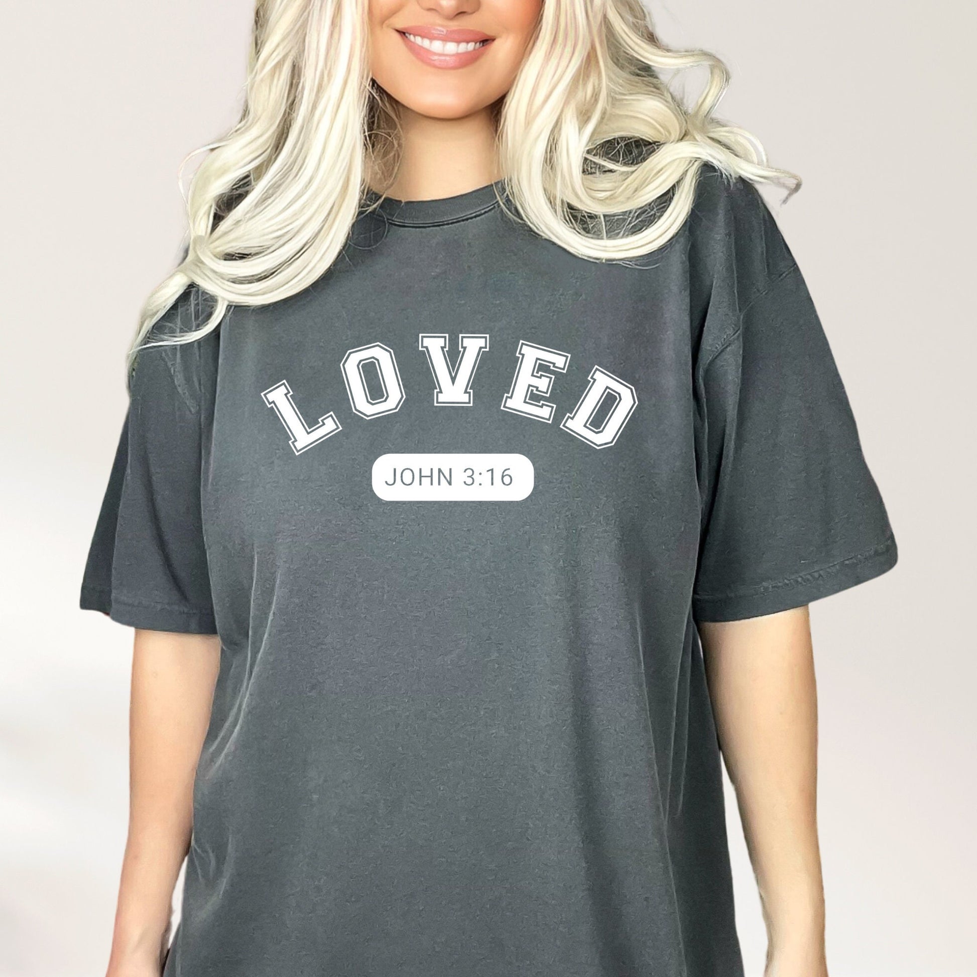 Inspirational John 3:16 Varsity Letter Shirt - Christian Graphic Tee