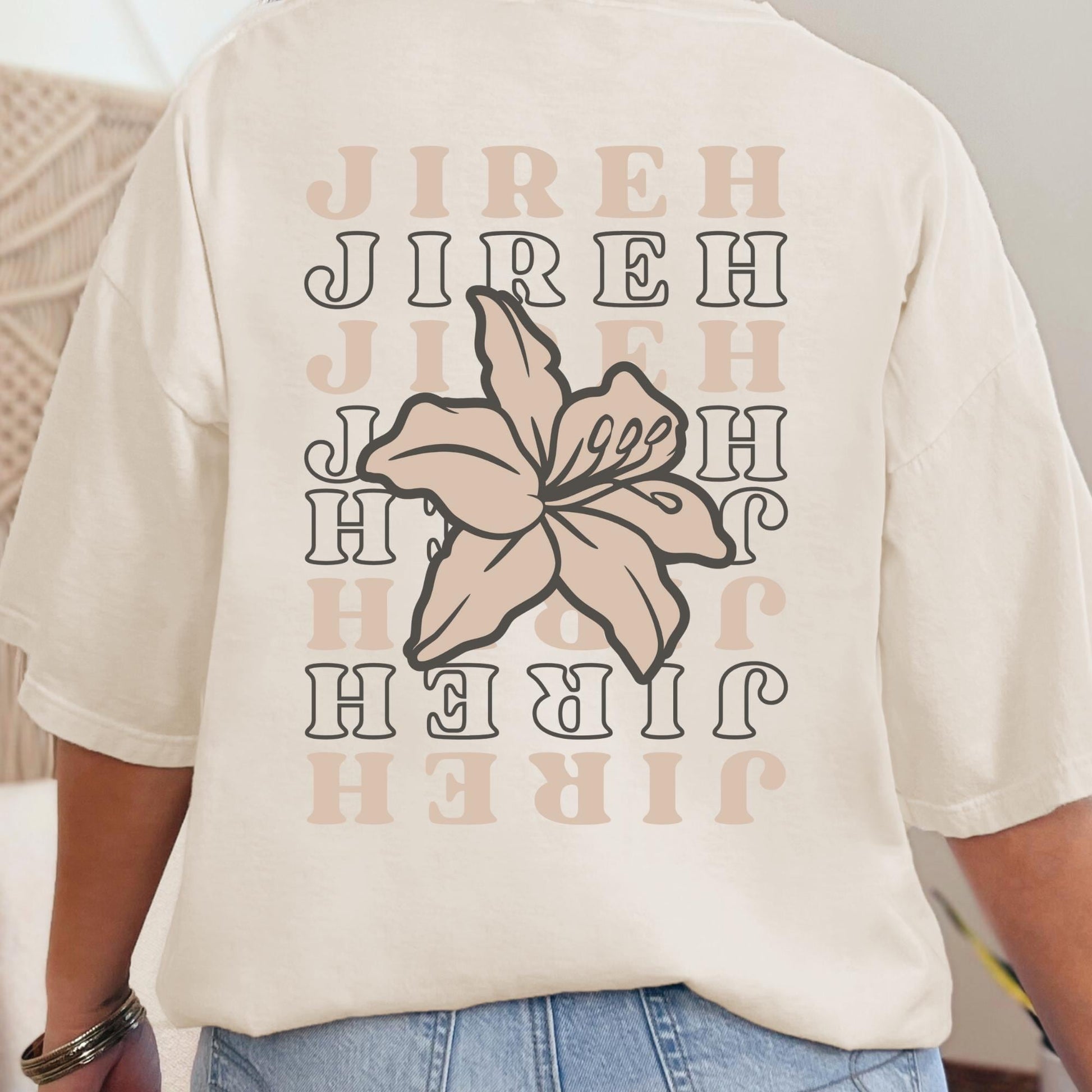 Christian JIREH Tee with Lily Design - Inspirational Christian Shirt for Women & Men, Faith-Based Inspirational Gift, Spiritual Graphic Tee