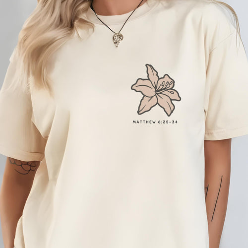 Christian JIREH Tee with Lily Design - Inspirational Christian Shirt for Women & Men, Faith-Based Inspirational Gift, Spiritual Graphic Tee