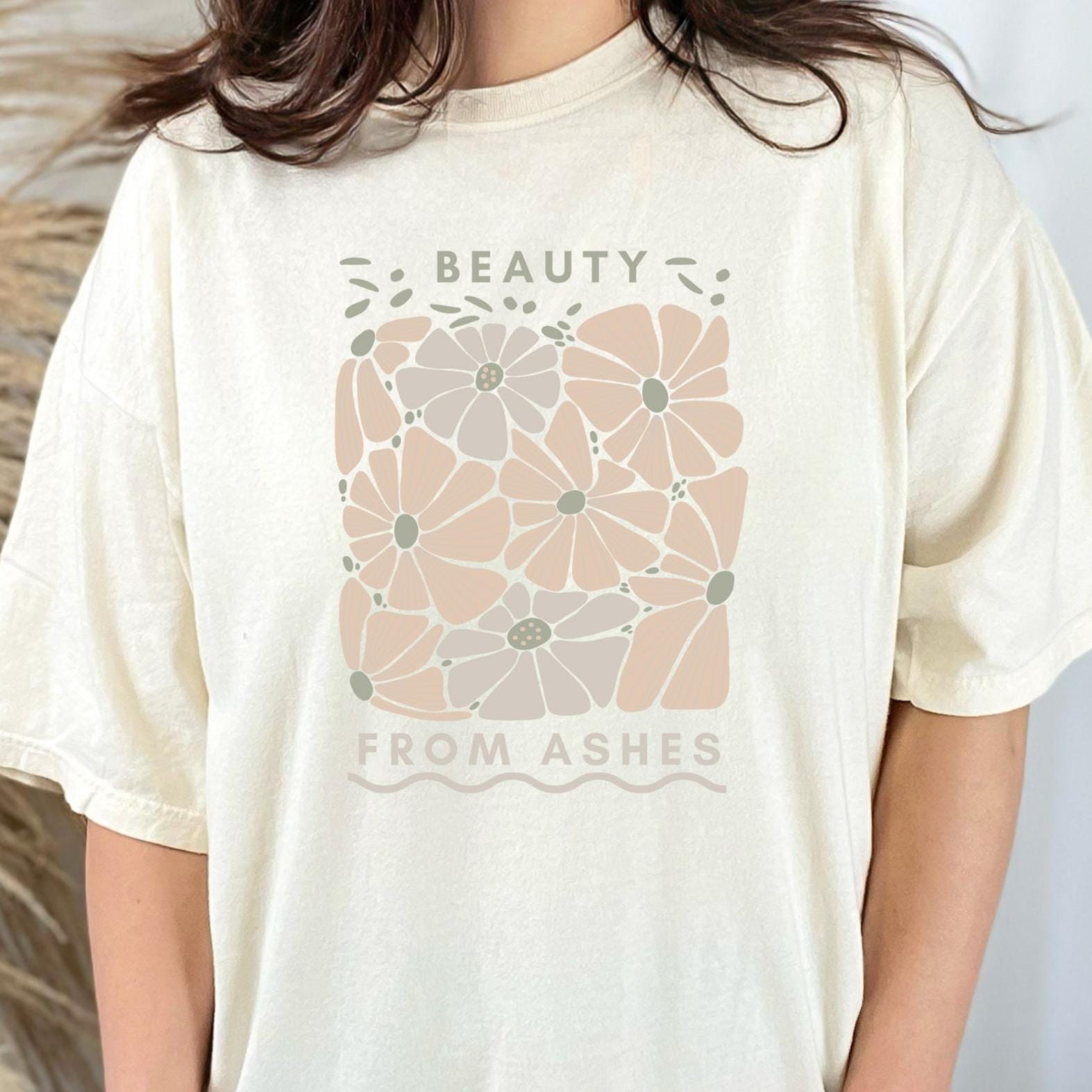 Floral Beauty from Ashes Graphic Tee - Christian Style