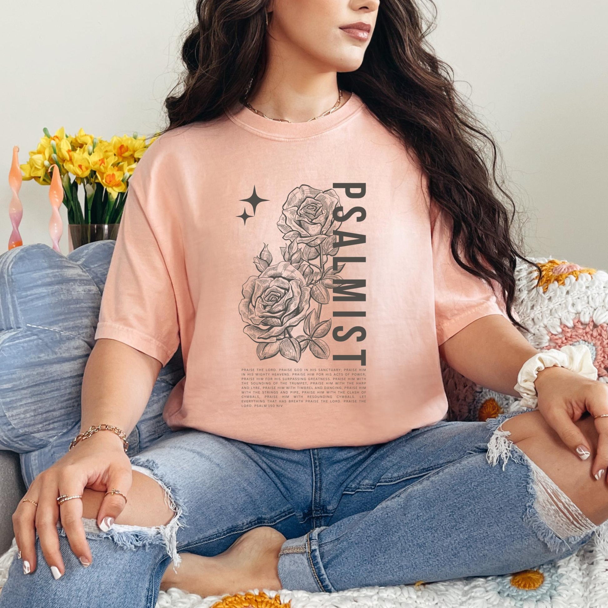 Faith Apparel Christian Psalmist Roses Shirt – Inspirational Religious T-Shirt for Women & Men, Spiritual Gift, Bible Verse Tee