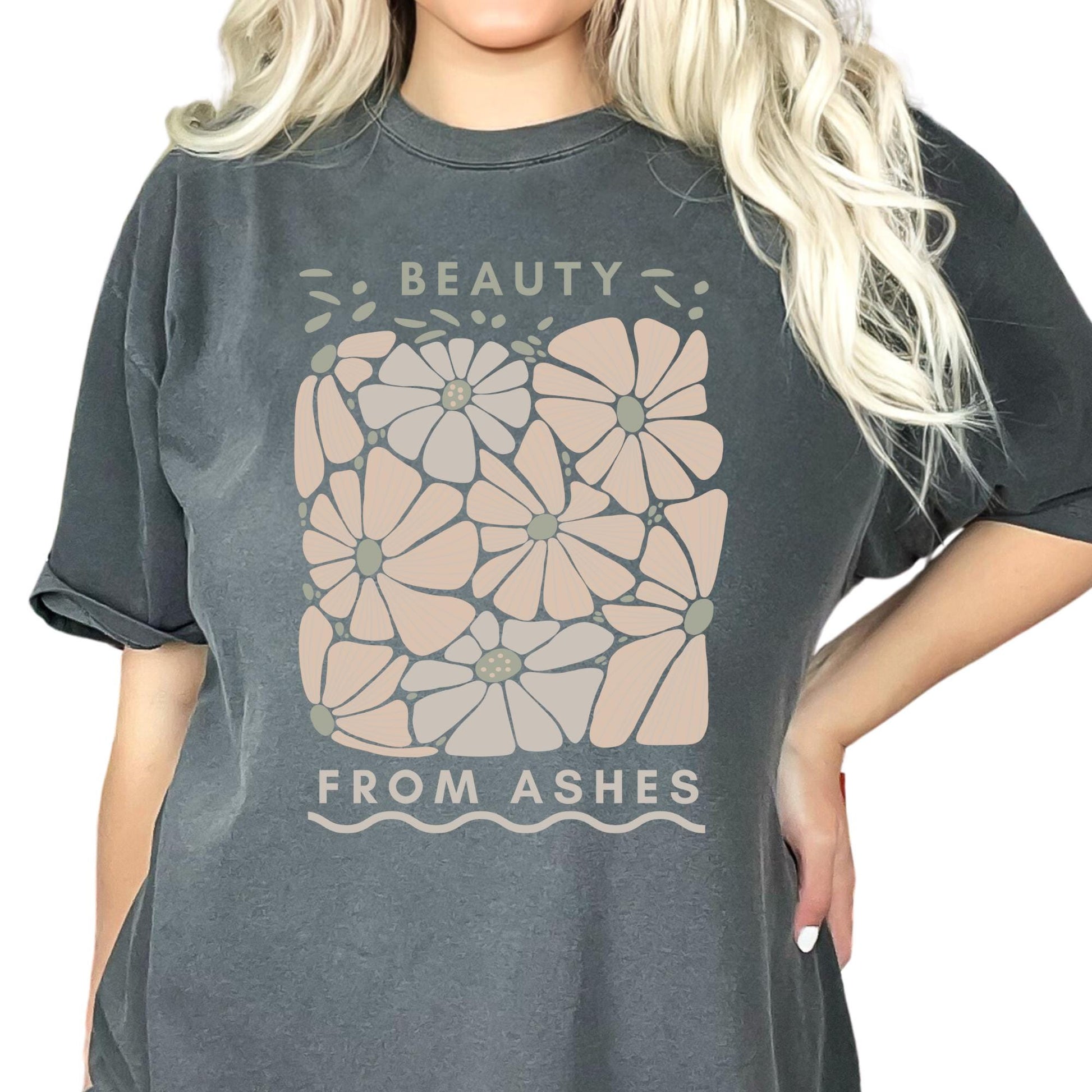 Floral Beauty from Ashes Graphic Tee - Christian Style