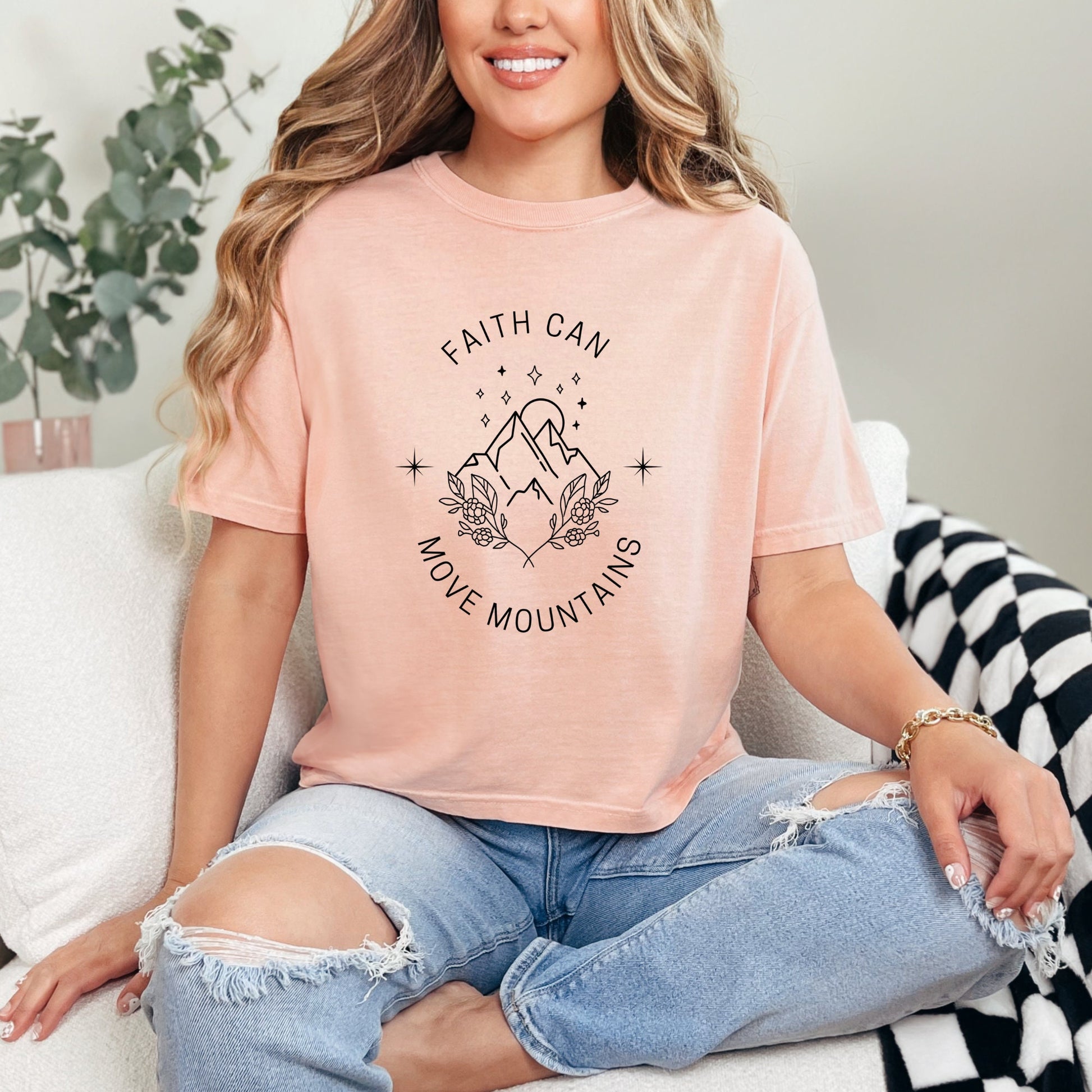 Faith Can Move Mountains Christian Shirt - Inspirational Tee for Believers