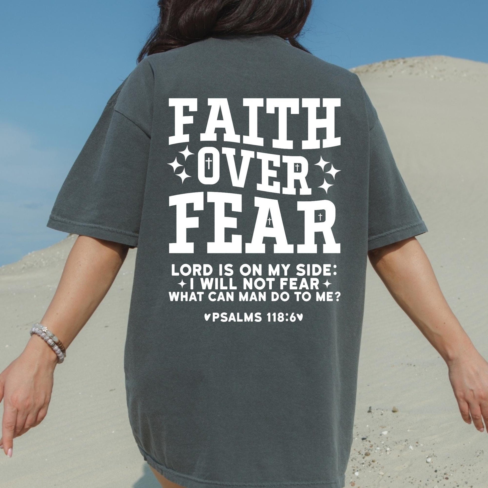 Faith Over Fear Shirt - Christian Graphic Tee, Inspirational Religious Clothing for Men & Women, Motivational Bible Verse Top