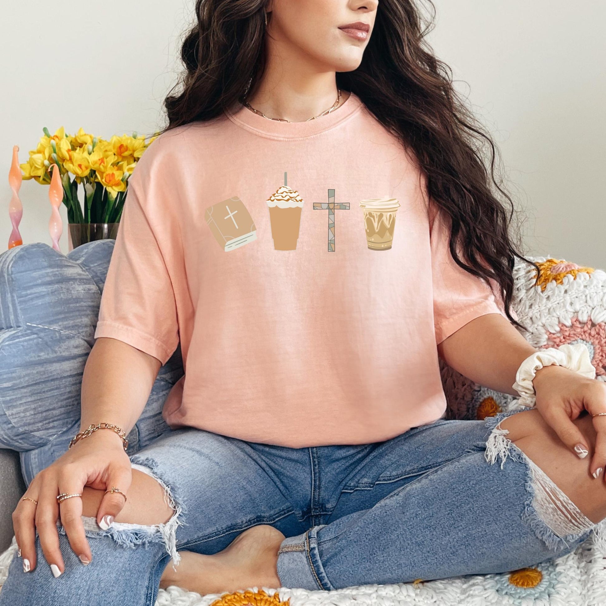 Jesus and Iced Coffee Graphic Tee | Christian Shirt for Coffee Lovers