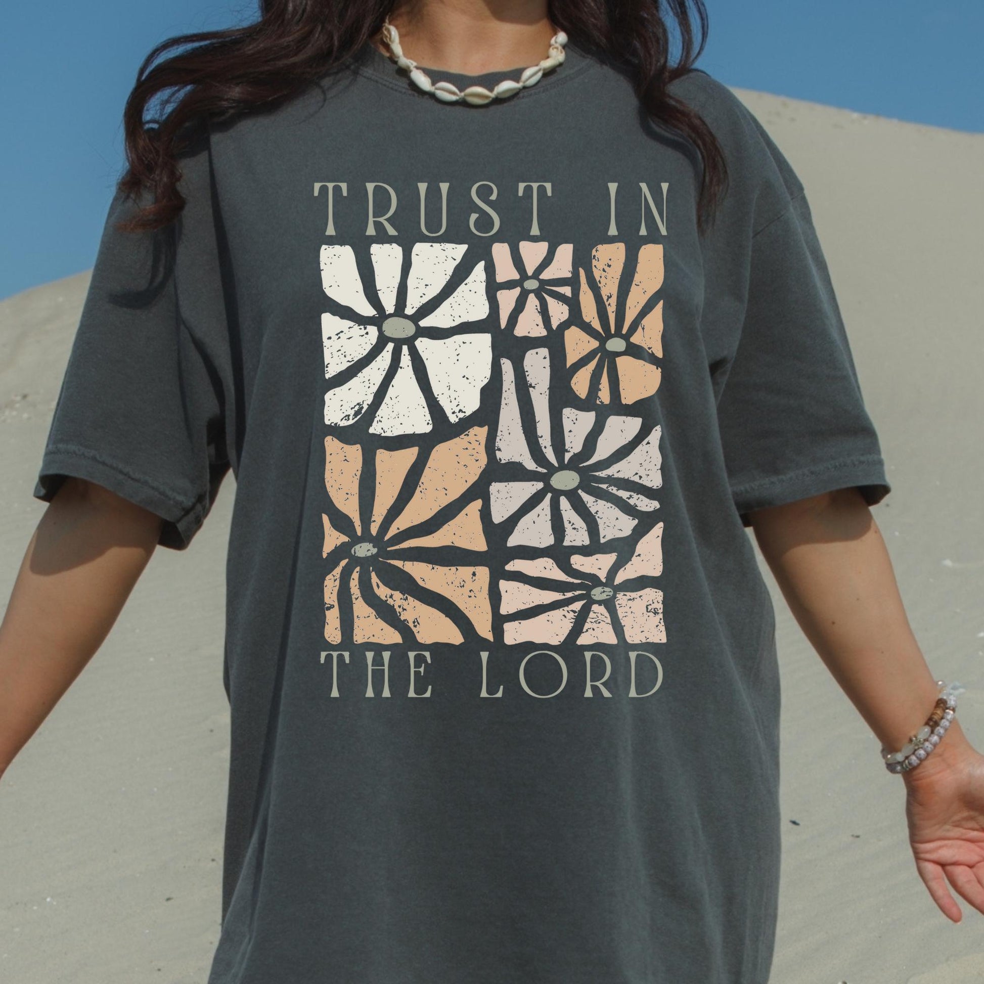 Trust in the Lord Floral Graphic Tee - Christian Faith Shirt