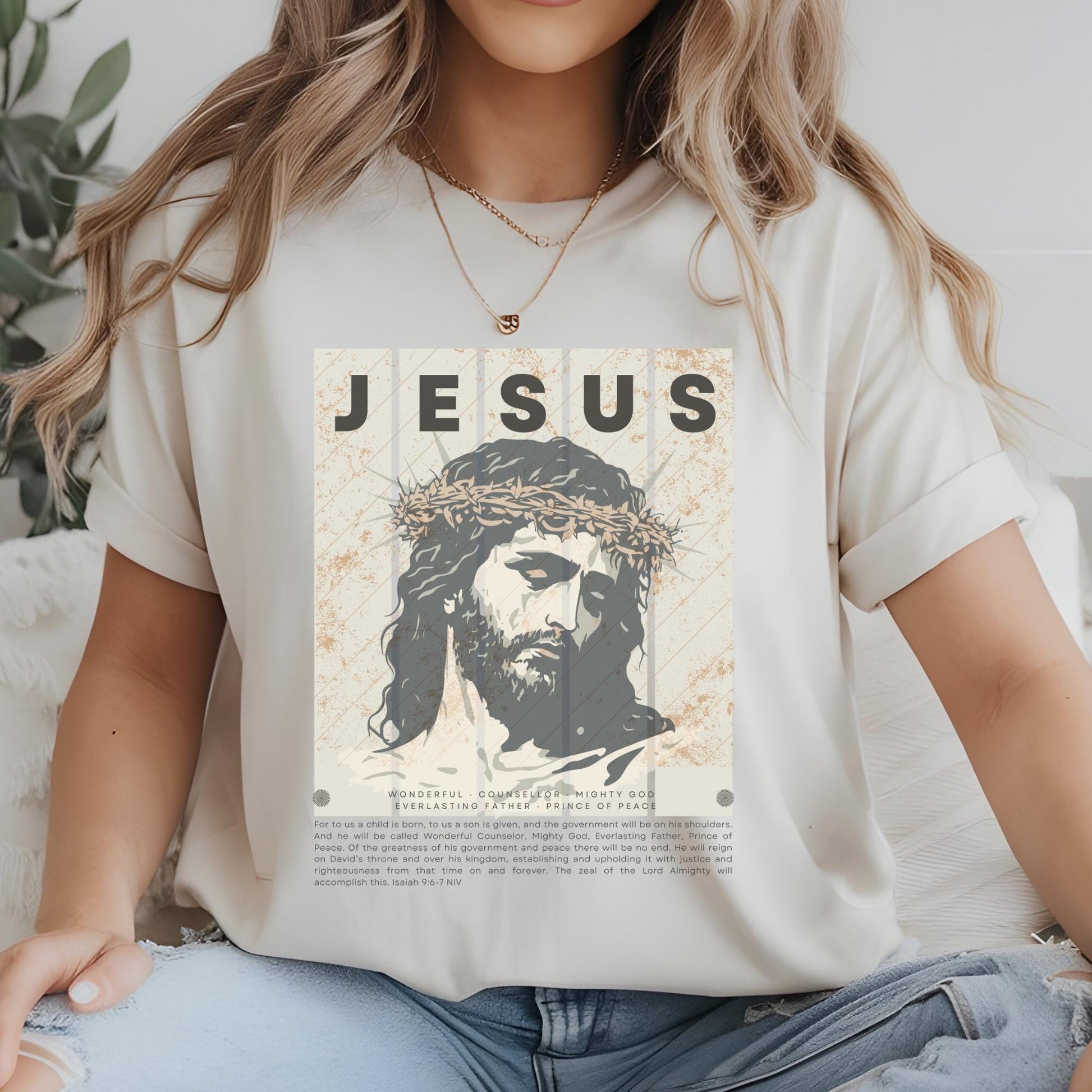 Isaiah 9:6-7 Bible Verse T-Shirt Christian Jesus Tee Inspirational Faith Graphic Shirt Gift for Men & Women