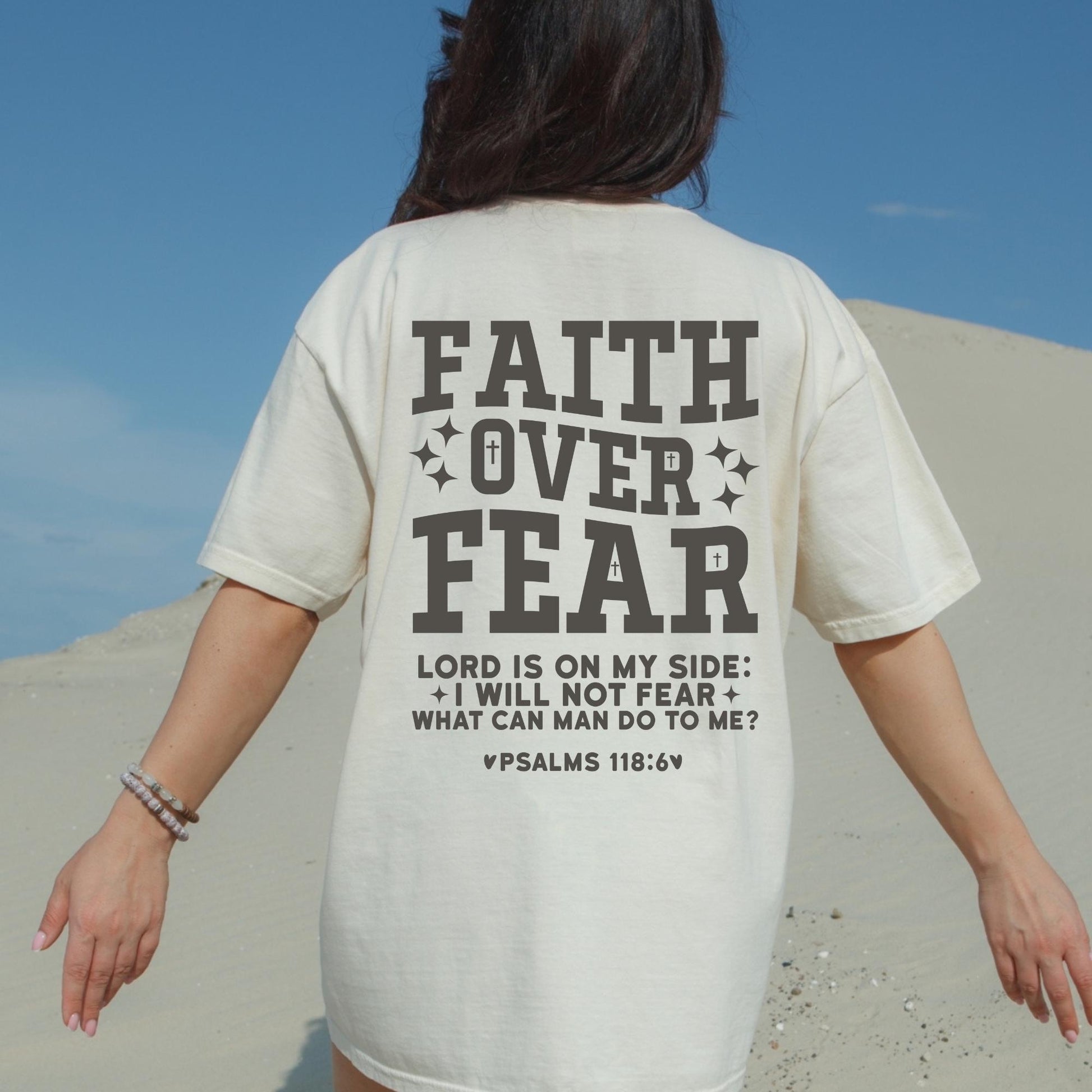 Faith Over Fear Shirt - Christian Graphic Tee, Inspirational Religious Clothing for Men & Women, Motivational Bible Verse Top